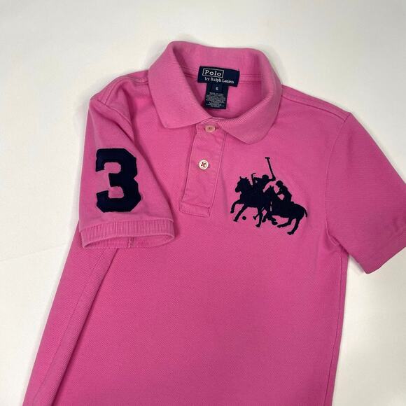 Polo Ralph Lauren Pink Polo Blue‎ Embroidered Dual Match Pony Preppy Size 6 - Picture 4 of 7
